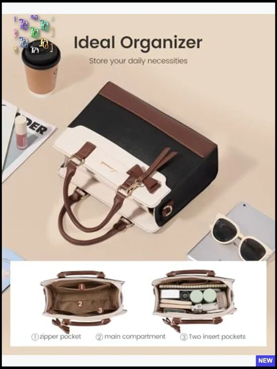 Leather Satchel Tote Purse Crossbody Shoulder Bag Chic Elegant Everyday Use - Picture 6 of 7